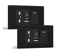 BSEED Presa, Prese Elettriche da Muro con Interruttore 1 Gang 2 Vie e Presa USB A e USB C, Spina 118m per Ufficio Casa, Nero 2 Pezzi