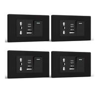 BSEED Presa, Prese Elettriche da Muro con Interruttore 1 Gang 2 Vie e Presa USB A e USB C, Spina 118m per Ufficio Casa, Nero 4 Pezzi