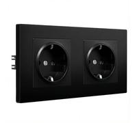 BSEED Presa Schuko a 2 scomparti, doppia presa da incasso standard UE con telaio in PC, facile da installare, design più recente, prese di prolunga con artigli 16 A/250 V, 86 x 157 mm, colore nero