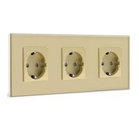 BSEED Presa Schuko a 3 scomparti, in vetro di cristallo, presa Schuko tripla presa 16 A, 228 mm oro
