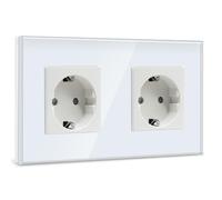 BSEED Presa Schuko con USB (max. 2,1 A) e porta di tipo C, in vetro bianco, presa a incasso, presa con contatto di protezione, caricatore per telefoni cellulari, laptop, ecc