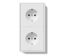 BSEED Presa Schuko doppia da incasso, presa da parete 16 Amp con telaio in PC, doppia presa con artigli, 2 scomparti, bianco