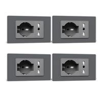 BSEED Presa Schuko e Presa Italiana, Prese Elettriche da Muro 10A/16A, Schuko con Pannello di Vetro, Prese Bipassa 118mm Grigrio, 4 Pezzi