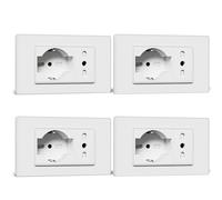 BSEED Presa Schuko e Presa Italiana, Prese Elettriche da Muro 10A/16A, Schuko con Pannello di Vetro, Prese Bipassa 118mm Bianco, 4 Pezzi