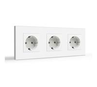 BSEED - Presa Schuko tripla bianca, presa da parete con pannello in plastica, 16 A 250 V, prese di estensione per cucina, camera da letto, ufficio, hotel, ecc