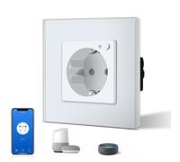 BSEED Presa Schuko Wifi 16A Smart Alexa, 1 confezione da 1 via, colore bianco, 86 mm, installazione a incasso, controllo APP, lavoro con Alexa/Google Home fai da te, spin solo 2,4 GHz