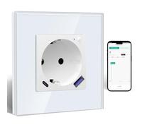 BSEED Presa Schuko Wlan con USB C 20 W, presa intelligente WiFi, da incasso con misurazione della corrente, lavoro con Alexa/Google Home, contatore di corrente per presa da parete con app Smart Life