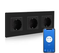 BSEED - Presa smart WiFi, funziona con Amazon Alexa, Google Home, funzione di temporizzazione e controllo tramite APP, presa Schuko a 3 vani, presa da incasso in vetro intelligente - solo su rete 2,4