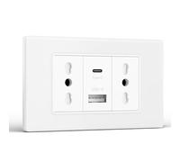 BSEED Prese Elettriche da Muro, Presa Bipasso con USB A e USB C, Presa Bivalente 10A/16A da Muro 118mm, Spina Italiana per Ufficio e Casa, Bianco