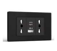 BSEED Prese Elettriche da Muro, Presa Bipasso con USB A e USB C, Presa Bivalente 10A/16A da Muro 118mm, Spina Italiana per Ufficio e Casa, Nero