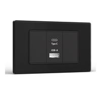 BSEED Prese Elettriche da Muro, Presa USB da Muro con Modulo Vuoto, Presa con USB A e USB C 118mm, Presa a Parete per Ufficio Hotel e Casa, Nero