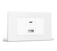 BSEED Prese Elettriche da Muro, Presa USB da Muro con Modulo Vuoto, Presa con USB A e USB C 118mm, Presa a Parete per Ufficio Hotel e Casa, Bianco