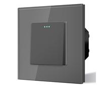 BSEED Rocker Tactile Interruttore a parete per luci 10A Cornice in vetro grigio Piastra di cristallo 1 Gang Interruttore a vite a 3 vie senza vite