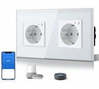 BSEED Schuko Smart Wi-Fi Dual Presa 16 Amp Montaggio Incasso Controllo App Compatibile con Alexa/Google Home, Controllo Energetico, Programmi, Timer, Solo 2,4 GHz Bianco