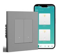 BSEED Smart Zigbee Interruttore intelligente con terminale plug-in, con Alexa e Google Home, funzione timer, telaio PC, hub Zigbee e driver neutro necessario, 2 vie 1 via, grigio