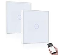 BSEED Smart ZigBee Interruttore, Interruttore Smart a Parete Compatibile con Alexa e Google Home, Interruttore Alexa da Incasso 1 Gang 1 Via 250V Bianco-2 Pezzi (Hub Richiesto)