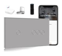 BSEED Smart ZigBee - Interruttore per luce da parete, WiFi Touch, supporto Alexa, Tuya Zigbee, 1 scomparto e 3 scomparti, 1 via, compatibile con Tuya/Google, colore: grigio