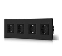 BSEED Spina da parete con vetro,Spine da incasso standard,Presa di corrente,Sicurezza dei bambini,Facile da Installare,M Serie,4 Spine, 299 mm Nero