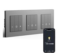 BSEED Tripel, interruttore dimmer WiFi, 1 volta, 1 via, interruttore dimmer intelligente, telaio PC, compatibile con Amazon Alexa e Google Home, interruttore della luce dimmerabile per lampade a LED