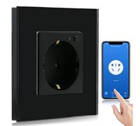 BSEED Wifi Smart Steckdose,arbeitet mit Amazon Alexa,Google Home,Timing-Funktion und APP-Steuerung,1 Fach Schuko Steckdose Schwarz,Unterputz Glas Intelligente Steckdose-auf NUR 2.4 GHz Netzwerk