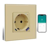 BSEED ZigBee Presa con USB C da 20 W, caricatore rapido con misurazione del consumo, presa intelligente da incasso per Alexa/Google Home, presa intelligente da parete con misurazione della corrente 16