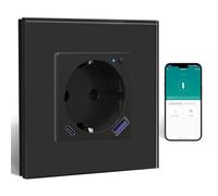 BSEED ZigBee Presa con USB C da 20 W, caricatore rapido con misurazione del consumo, presa intelligente da incasso per Alexa/Google Home, presa intelligente da parete con misurazione della corrente 16