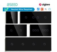 BSEED Zigbee Touch Switch Series Interruttori intelligenti da parete Retroilluminazione a LED blu Schermo con sensore in vetro Interruttori APP Tuya Standard UE