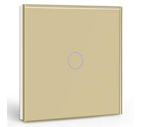 BSEEDInterruttore a Sfioramento 1 Gang 1 Via, da Muro con Cornice in Vetro 86mm, Oro 500W (Non è un Interruttore Intelligente)