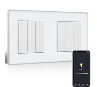 BSEEDLIFE Interruttore intelligente WiFi doppio dimmer, interruttore dimmer WiFi, telaio in vetro, compatibile con Alexa & Google Home, interruttore della luce da incasso dimmerabile per lampade a LED
