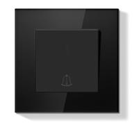 BSEEDLIFE Interruttore per campanello a incasso, pulsante con cornice in vetro, moderno pulsante per casa e appartamento, facile installazione (terminali a molle), 86 x 86 mm, nero