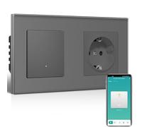 BSEEDLIFE Presa normale con interruttore della luce Smart Zigbee, interruttore intelligente da incasso compatibile con Alexa e Google Home, interruttore a pulsante 1 scomparto, 1 via, interruttore