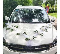 Bseical Decorazioni Auto Matrimonio Macchina, Fiocco Auto Matrimonio Sposi Tulle, Decorazione Matrimonio Macchina Nastro Bianco Per Auto Con Fiocchi Set Wedding Partito Addobbi Ventosa (Bianco)