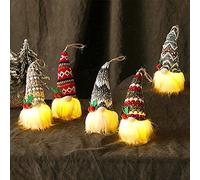 Bseical Gnomi Albero di Natale da Appendere 5 Pezzi, Ciondoli Natalizi con LED Babbo Natale Peluche, Gnomo Natalizio Seduto, Gnomi Natalizi con Cappello Natale Decorazioni Albero di Natale