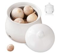 BSFDORPOT Custode dell'aglio in ceramica con coperchio e fori di ventilazione traspirante, barattolo di stoccaggio all'aglio da banco per chiodi di garofano e erbe da cucina