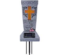 BSFDORPOT Vaso tomba del cimitero solare con croce illuminata e lamento, vaso floreale in resina resistente alle meteoro