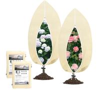 BSFeel Set di 2 cappe Invernali per Piante, 80 x 100 cm, Traspiranti, con Chiusura Lampo, riutilizzabili, per Alberi e arbusti (Beige)