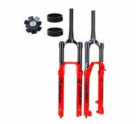 BSFHQS 27,5 29" Forcella Pneumatica con Tubo Dritto/Conico da 1-1/8" XC AM Forcella Ammortizzata per Mountain Bike Freni A Disco Viaggio 160mm 9 * 100mm QR Smorzamento(39.8-Red,29")
