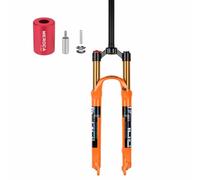 BSFHQS Forcella Ammortizzata per Mountain Bike 26/27,5/29" Air Fork Viaggio 120mm Freno A Disco Dritto/Conico 1-1/8 Forcella Anteriore Ad Aria 9mm QR Blocco Manuale/remoto(Straight-ML,29" Orange)