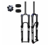 BSFHQS Mountain Bike Forcella 26" 27,5" 29" Forchetta Ammortizzata per Bici 1-1/8" Dritte/Conico Forcelle Anteriori Ad Aria Corsa 160mm ASSE Passante 15 * 110mm Smorzamento Regolabile(28.6-Black,26")