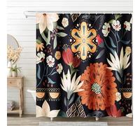 BSHAPPLUS Tenda da doccia in stile bohémien, motivo floreale, 180,3 x 180,3 cm, moderna, in tessuto, per bagno, con ganci