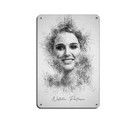 BSHNWX Poster stile Natalie Portman, poster in metallo, stile retrò, decorazione da parete, per bar, grotte, bar, famiglia, garage, 20 x 30 cm