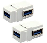 BSHTU Connettore jack USB 3.0 Keystone a 90 gradi, ad angolo retto, accoppiatore di interfaccia per cavo USB da femmina a femmina, estensione per piastra a parete, pannello di uscita, confezione da 2