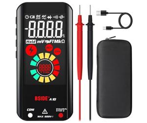 BSIDE Multimetro digitale automatico Grande LCD a colori EBTN Multimetro ricaricabile intelligente 3 risultati 6000 conteggi Tester di Tensione Capacità Frequenza Resistenza Modalità NCV Filo vivo