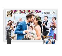 BSIMB Cornice digitale da 32 pollici, touch screen 64 GB, 1920 x 1080 FHD, WiFi, display elettronico, telecomando, condividi foto/video tramite app/USB/SD gratuitamente, regalo per mamma, bianco