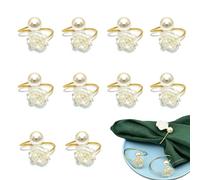BSITSSS 10 Pezzi Portatovaglioli, Anelli Tovaglioli Perla Forma di Rosa, Classico Anelli per Tovaglioli da Tavola, Oro Allacciatovaglioli, Anello Portatovagliolo per Matrimonio, Festival, Compleanni