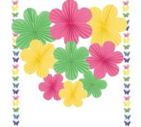 BSITSSS 11PCS Ventagli di Carta PomPon Floreali Decorazioni per Feste, Ventaglio di Carta, Fiori di Carta per Feste, Nozze, Compleanno, Matrimoni, Festival (35cm, 25cm, 20cm)