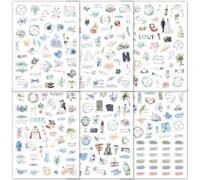 BSITSSS 12 Fogli Stickers Matrimonio, 546 Pezzi Adesivi Scrapbooking Album, Stickers Aesthetic per Libro Ospiti Matrimonio Viaggio Tenerini Diario Laptop Cellulare