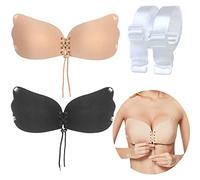 BSITSSS 2 Paia Reggiseno Invisibile,Reggiseno Push Up Reggiseno Adesivo,Reggiseno Invisibile Schiena Nuda Reggiseno Trasparente,Reggiseno Senza Spalline Riutilizzabile Con 2 Paia Spalline Reggiseno(C)