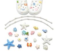 BSITSSS 20 Pezzi Ciondoli Per Scarpe, Tema Marino Accessori per Crocs, Estive Stile Fresco Charms Decorare Scarpe per Crocs Regali di Compleanno Spiaggia