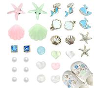 BSITSSS 29 Pezzi Accessori per Crocs, Tema Marino Shoe Charm, Conchiglia Stella Marina Jibbitz per Crocs Donne Ragazzi Adulti Regalo per Feste di Compleanno